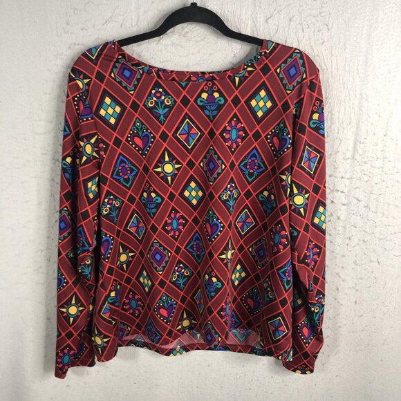 Mackie Tops - Bob Mackie Top Womens L Colorful Art To Wear Slinky Travel Knit Mod Groovy